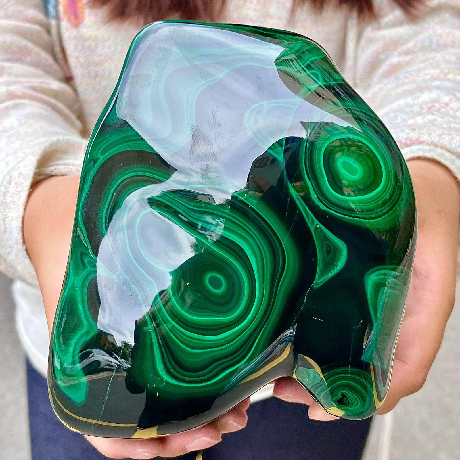 5.35LB  Large Natural glossy Malachite transparent cluster rough mineral sample