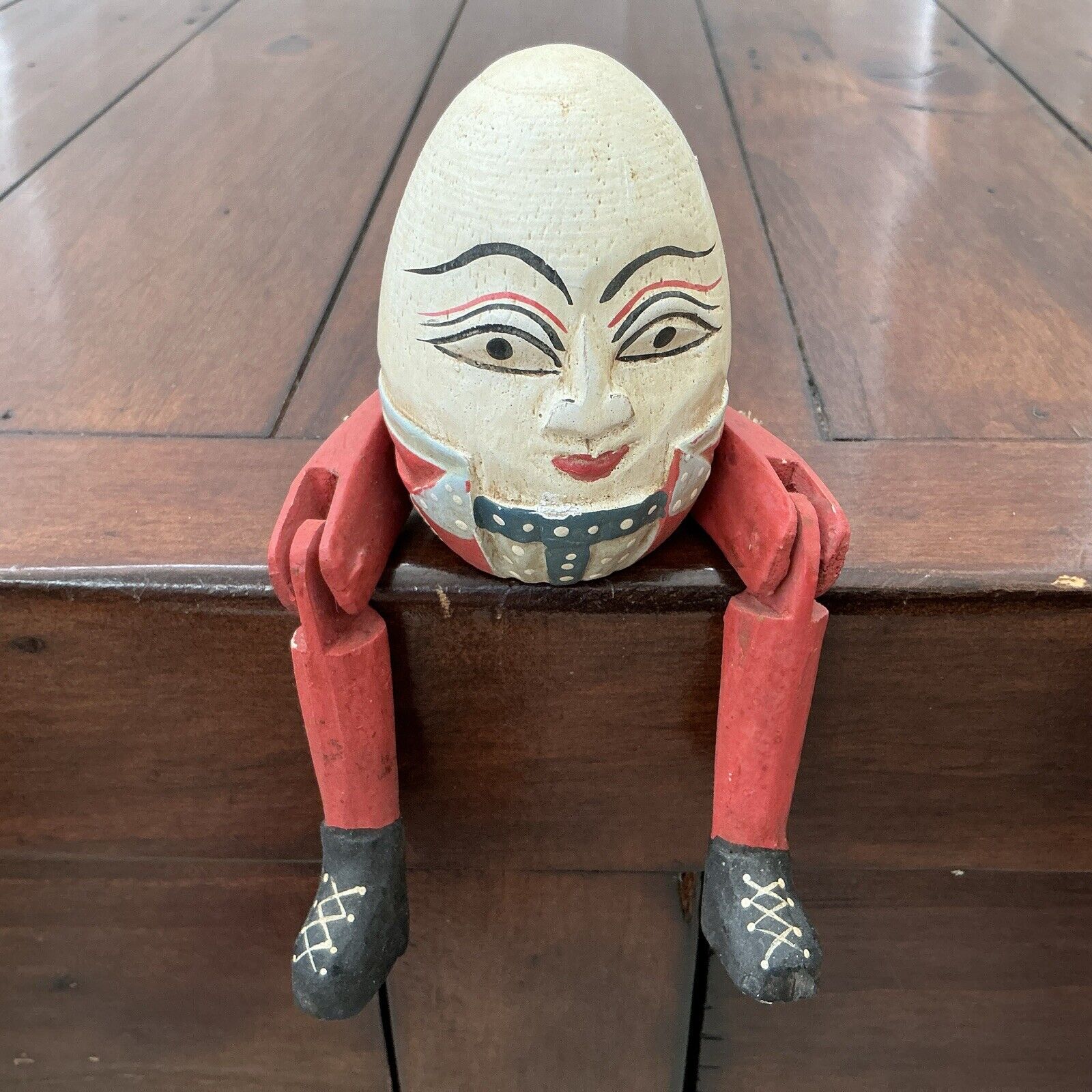 Vintage Hand Made Humpty Dumpty Shelf Sitter With Articulated Legs 