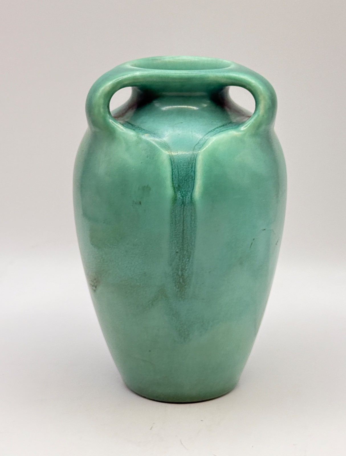 Vintage Rookwood Art Deco Vase Urn, Rare Teal Green, 3 handles, #2428, 5