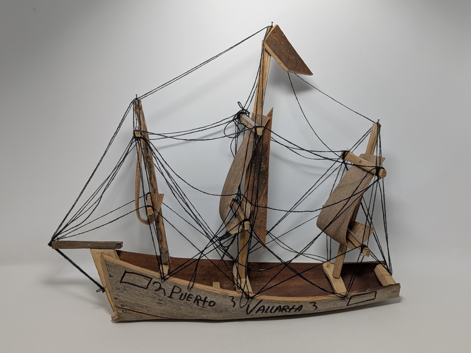 Vintage Puerto Vallarta Mexican Folk Art Model Ship Vintage Puerto Vallarta Mexican Folk Art Model Ship