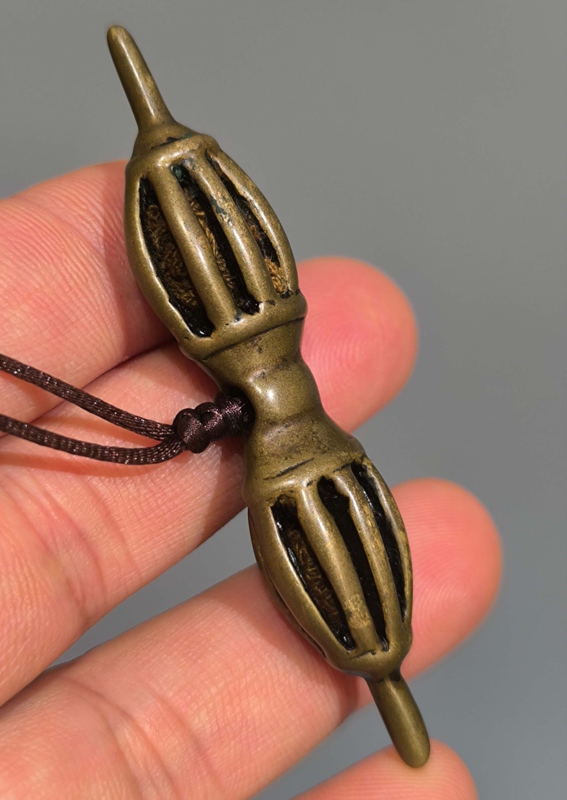 Amazing Tibet 19th Century Old Antique Buddhist Alloy Copper Vajra Dorje Amulet