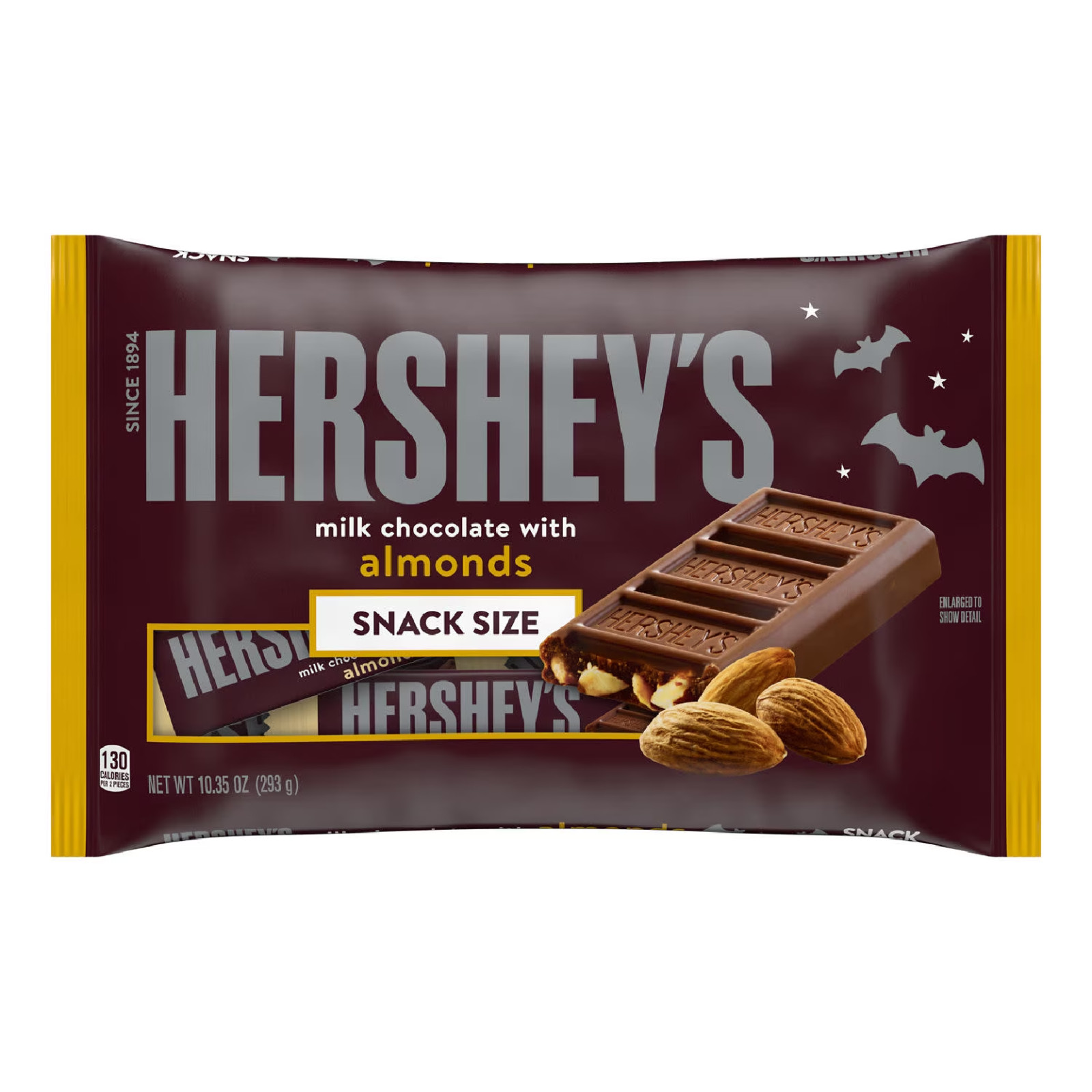 Hershey's Milk Chocolate with Almonds Snack Size Halloween Candy Bag 10.35 oz