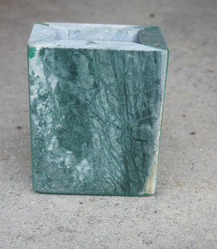 Vintage Green Marble Natural Stone w/white veining handmade holder display heavy