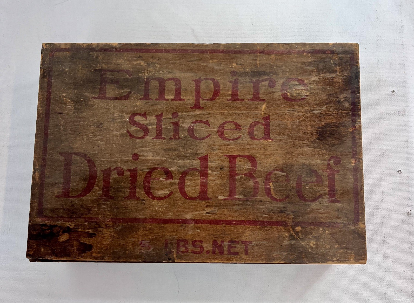 Antique Empire Sliced Dried Beef Swift Wood Box Advertising, 1924 paper insert