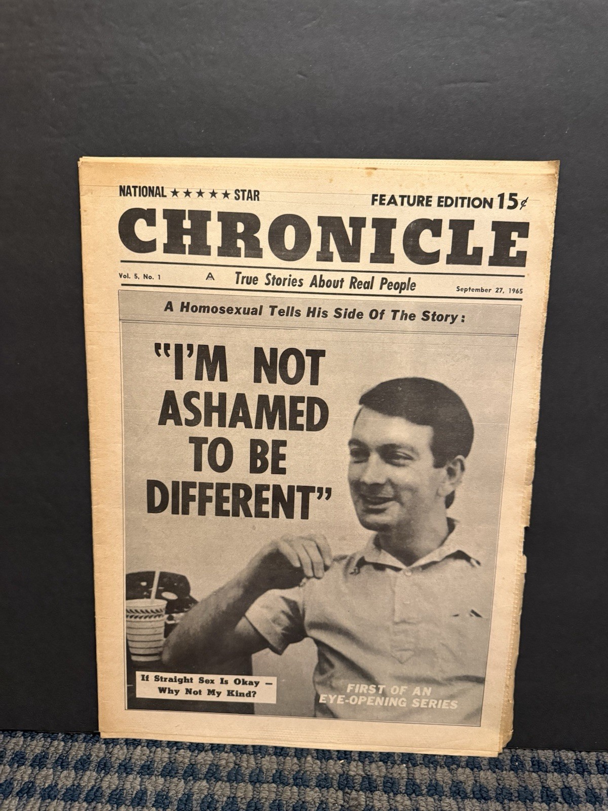 1965 National Star Chronicle, Gay Man Not Ashamed, Vietnam Centerfold  (10R)