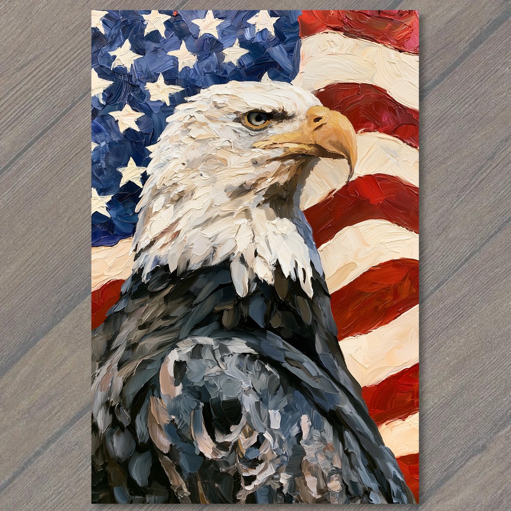 POSTCARD Eagle American Flag Stars Stripes Patriotic Bald Eagle Portrait Animal POSTCARD Eagle American Flag Stars Stripes Patriotic Bald Eagle Portrait Animal