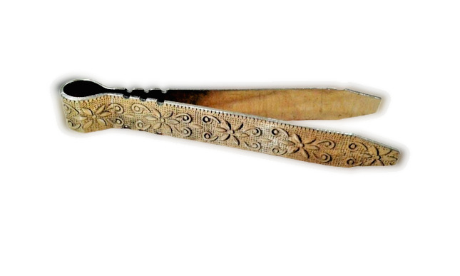 Handmade Greek Solid Brass Charcoal & Incense Tong Engraved Details 10.6cm-4.2\