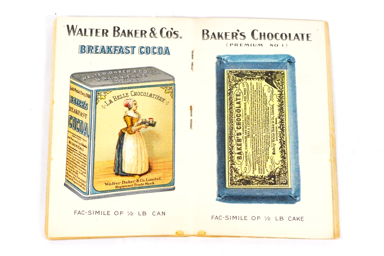 1901 Walter Baker & Co Chocolate Choice Recipes Baking Promo Illustrated