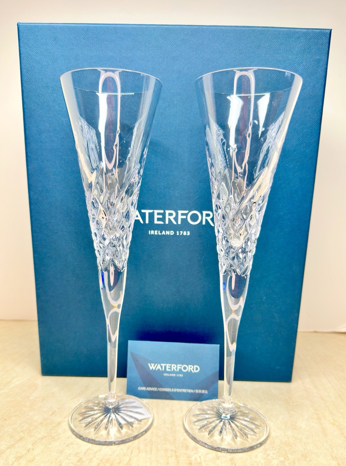 Waterford Happy Celebrations Crystal Champagne Flutes Pair 11\