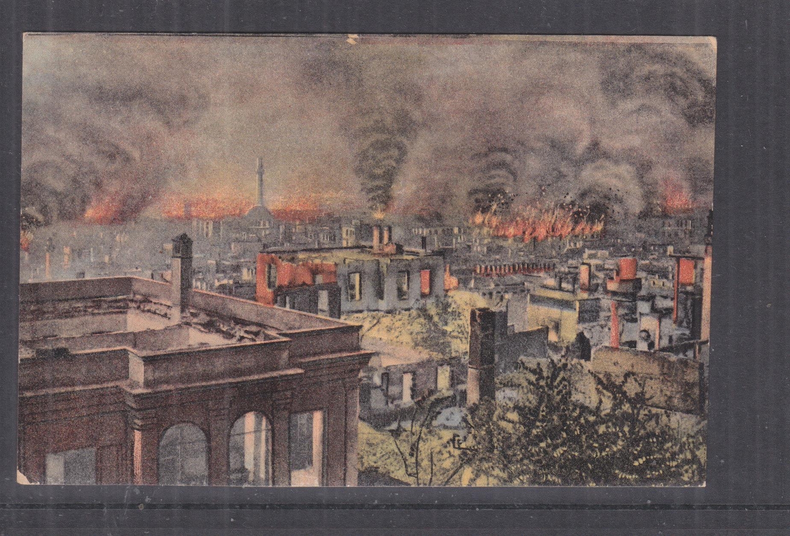 SALONICA, GREECE, HIGH TOWN DURING THE FIRE, 1917 ppc., unused,