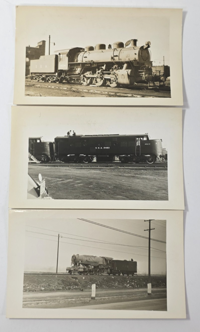C. 1940s US War Department Locomotive Snapshot Railroad Photos Lot Of 3