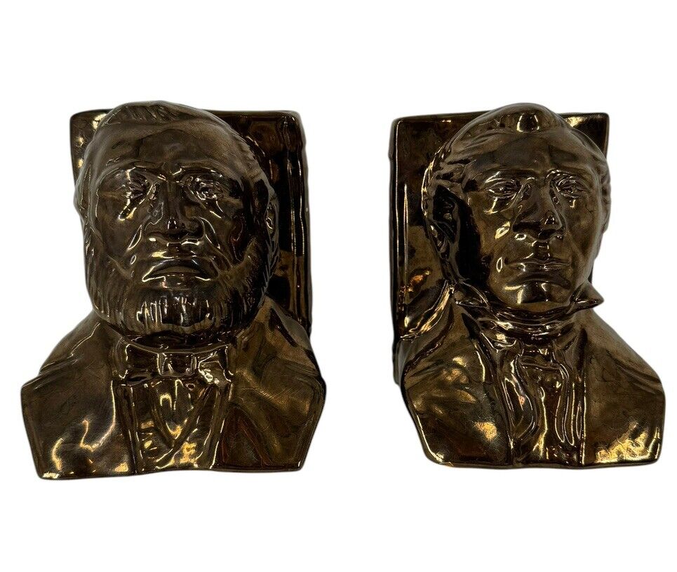 Joseph Smith Brigham Young LDS Ceramic Bookends Bronze Color