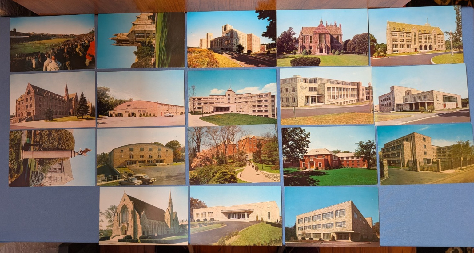 17 partial series 1963-64 Yankee Colour postcards BOSTON COLLEGE multiple bldgs