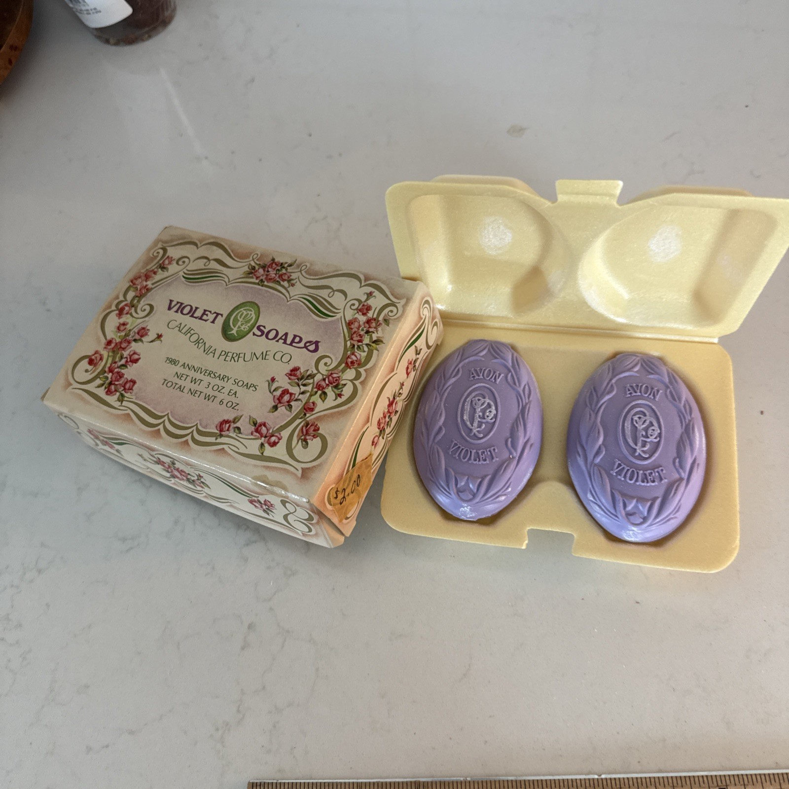 Vtg. Avon Violet Soaps - California Perfume Co. 1980 Anniversary