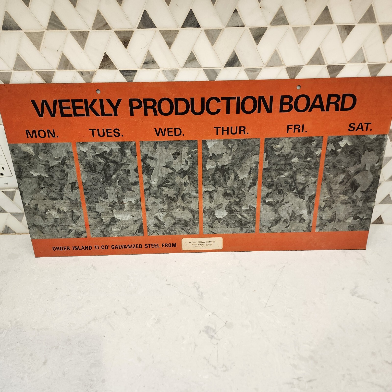 Vintage Inland Steel Weekly Production Board Metal Sign. 24\