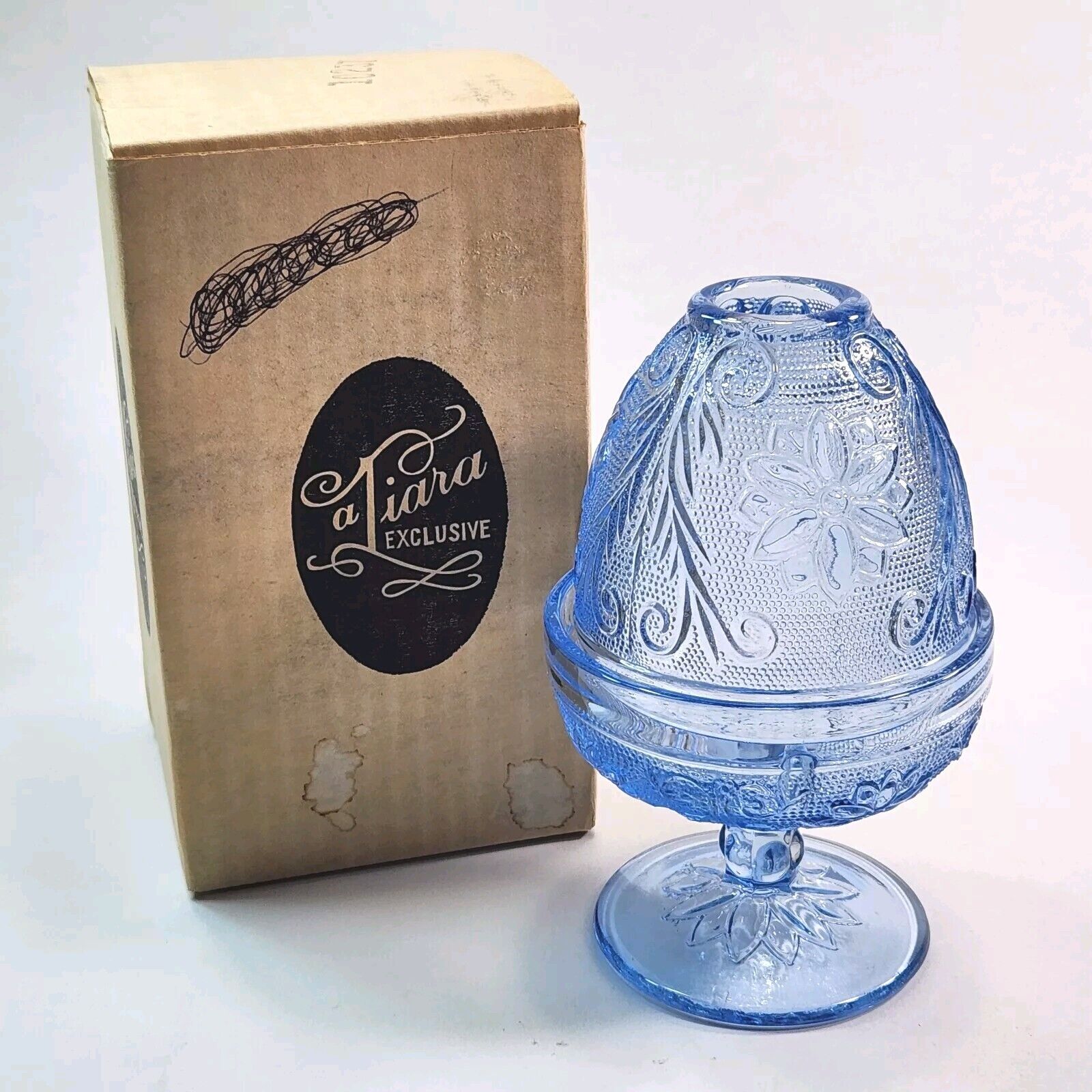Tiara Indiana Glass Light Blue Chantilly Fairy Lamp With Box (READ)