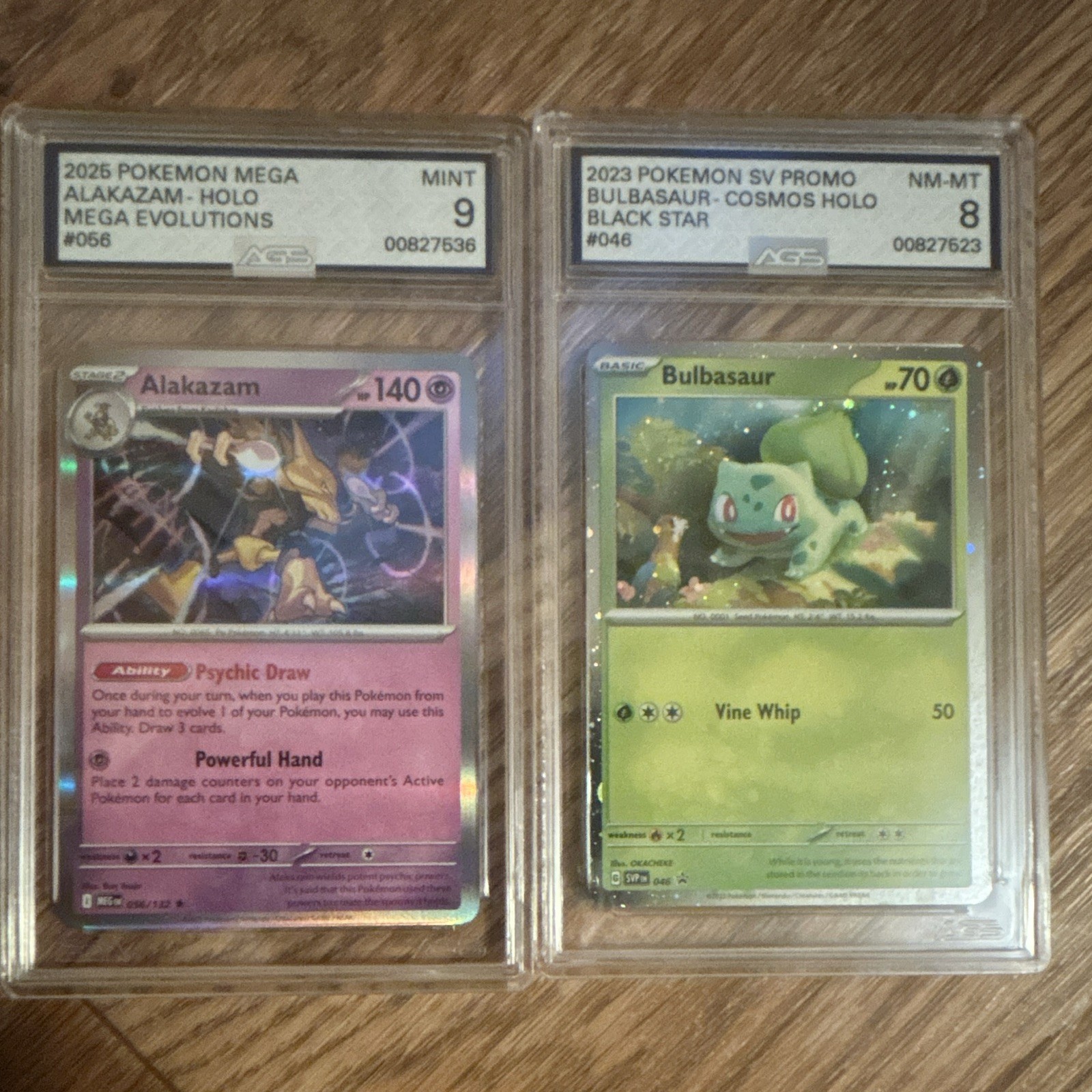 Pokémon AGS Graded Holo 2-Card Lot: Alakazam #056 & Bulbasaur #046