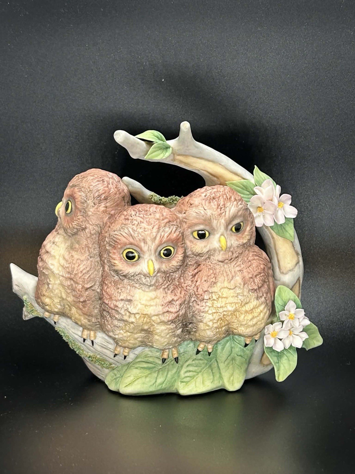 Vintage CYBIS Porcelain Birds Harriet Hank & Hoot Nesting Owls RARE