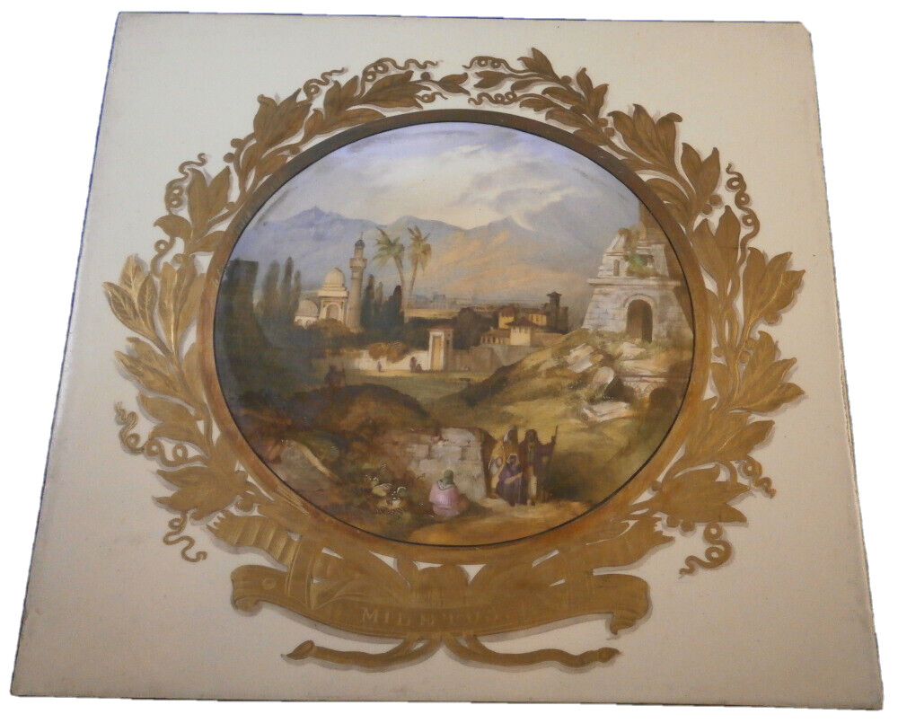 Antique 19thC English Copeland Porcelain Scenic Plaque Porzellan Bild Tile Scene Antique 19thC English Copeland Porcelain Scenic Plaque Porzellan Bild Tile Scene