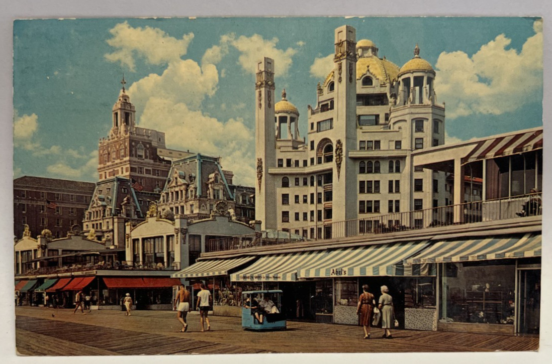 1968 Boardwalk, Hotels, Shops, Auction Galleries, Atlantic City, NJ Postcard