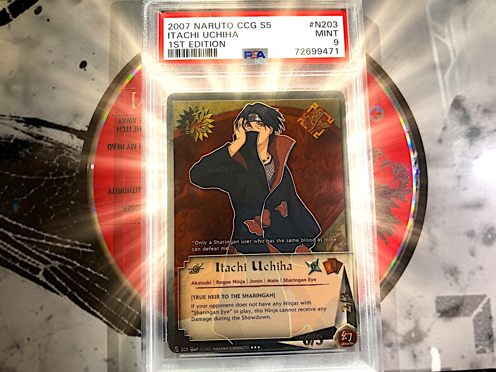 2007 NARUTO CCG S5 ITACHI UCHIHA 1ST EDITION #N203 PSA 9 (AKATSUKI) (ROOKIE) 💎