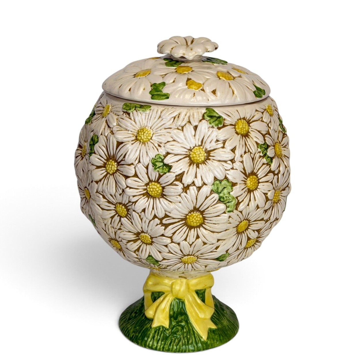 Vintage Metlox Daisy Flower Topiary Bouquet Pedestal Cookie Jar Virgo Farm Decor