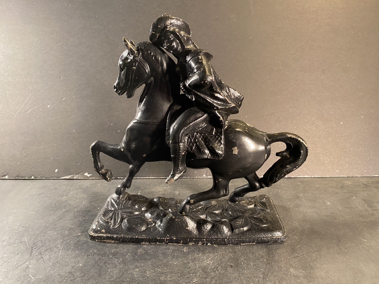 Vintage Cast-Iron Horse/Cavalier-Soldier Statue/Figure (Height: 9-3/4”) Vintage Cast-Iron Horse/Cavalier-Soldier Statue/Figure (Height: 9-3/4”)
