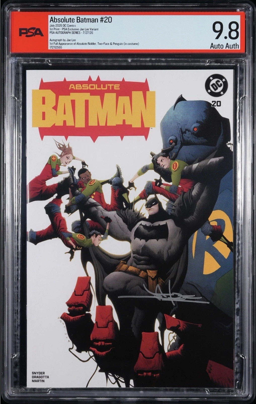 ABSOLUTE BATMAN #20 PSA 9.8 Jae Lee SIGNED AUTO AUTH Variant Cover 2026