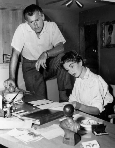 British actress Jean Simmons at home with her husband British acto- Old Photo