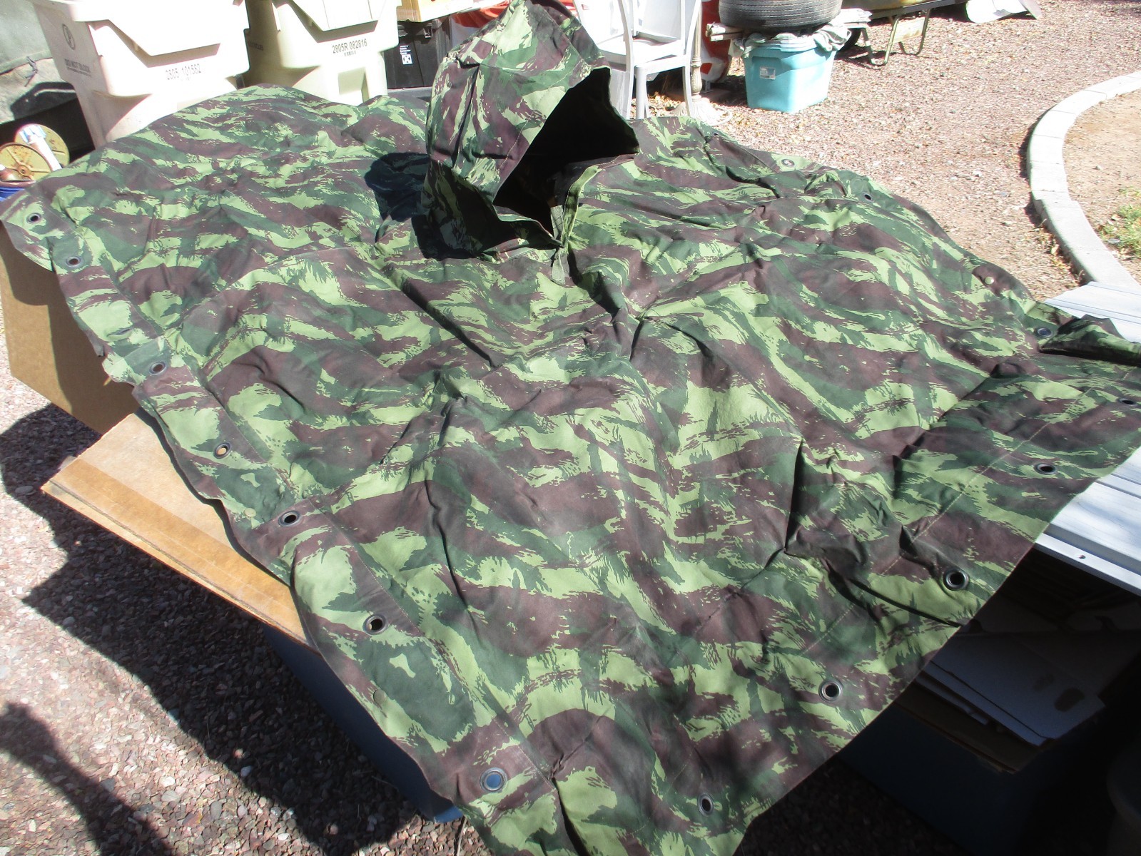 Vtg Portuguese Army, Military 1960s 1970s Lizard Camo Rain Poncho