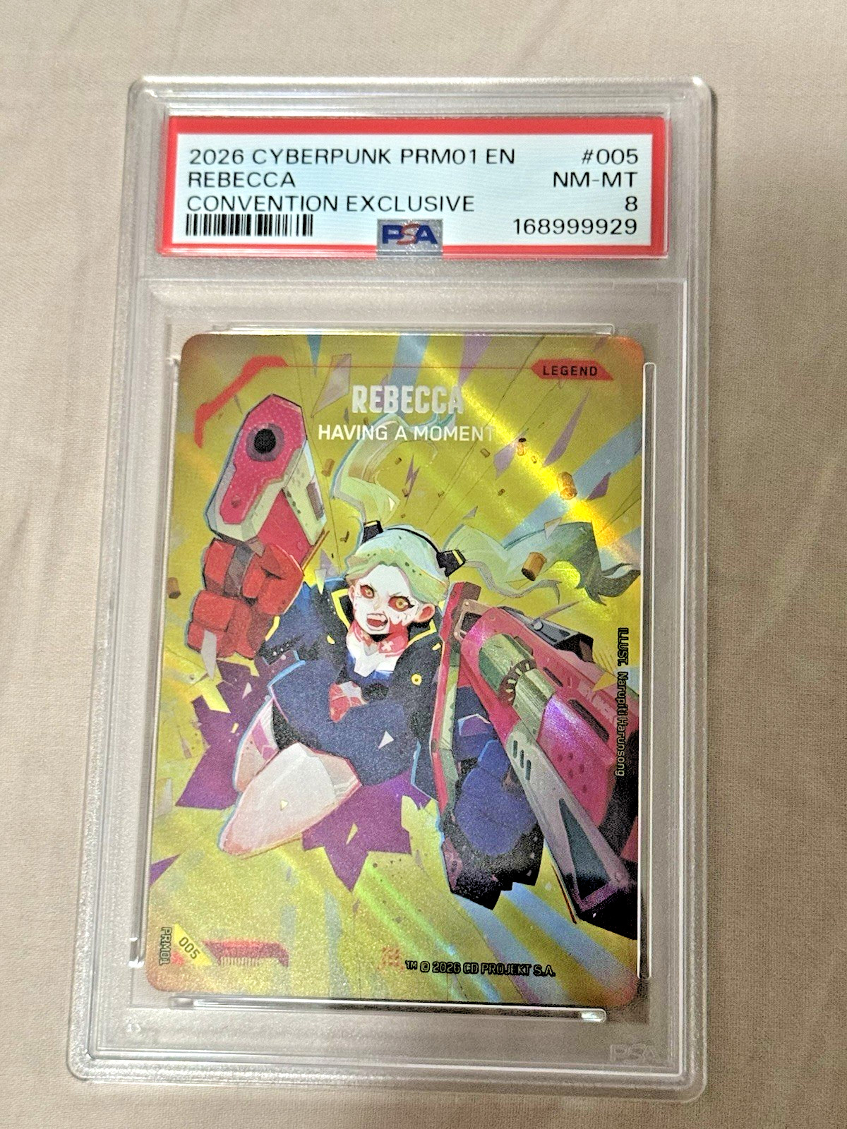 2026 CYBERPUNK TCG PRM01-SET 1 PROMOS #005 REBECCA - HAVING A MOMENT PSA 8