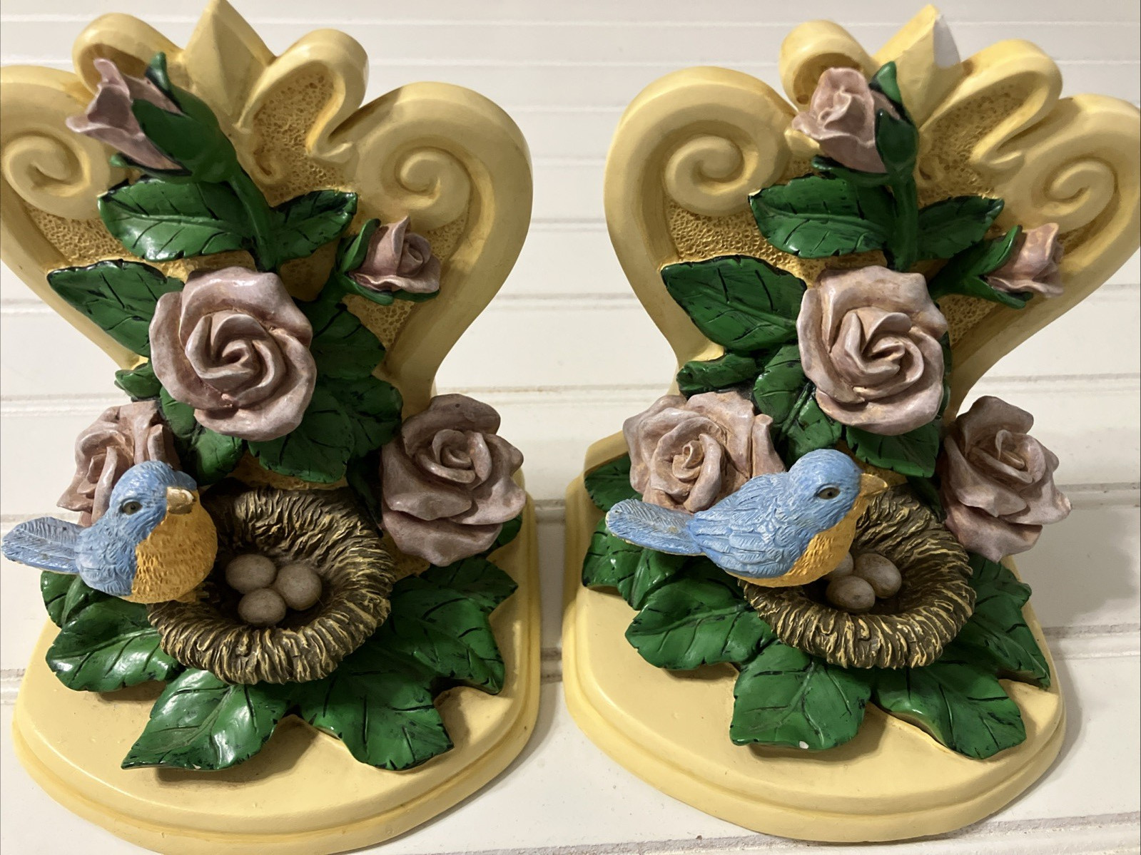 Vintage Pair of Bookends Bluebirds Made of Resin Chalkware Country Decor Vintage Pair of Bookends Bluebirds Made of Resin Chalkware Country Decor