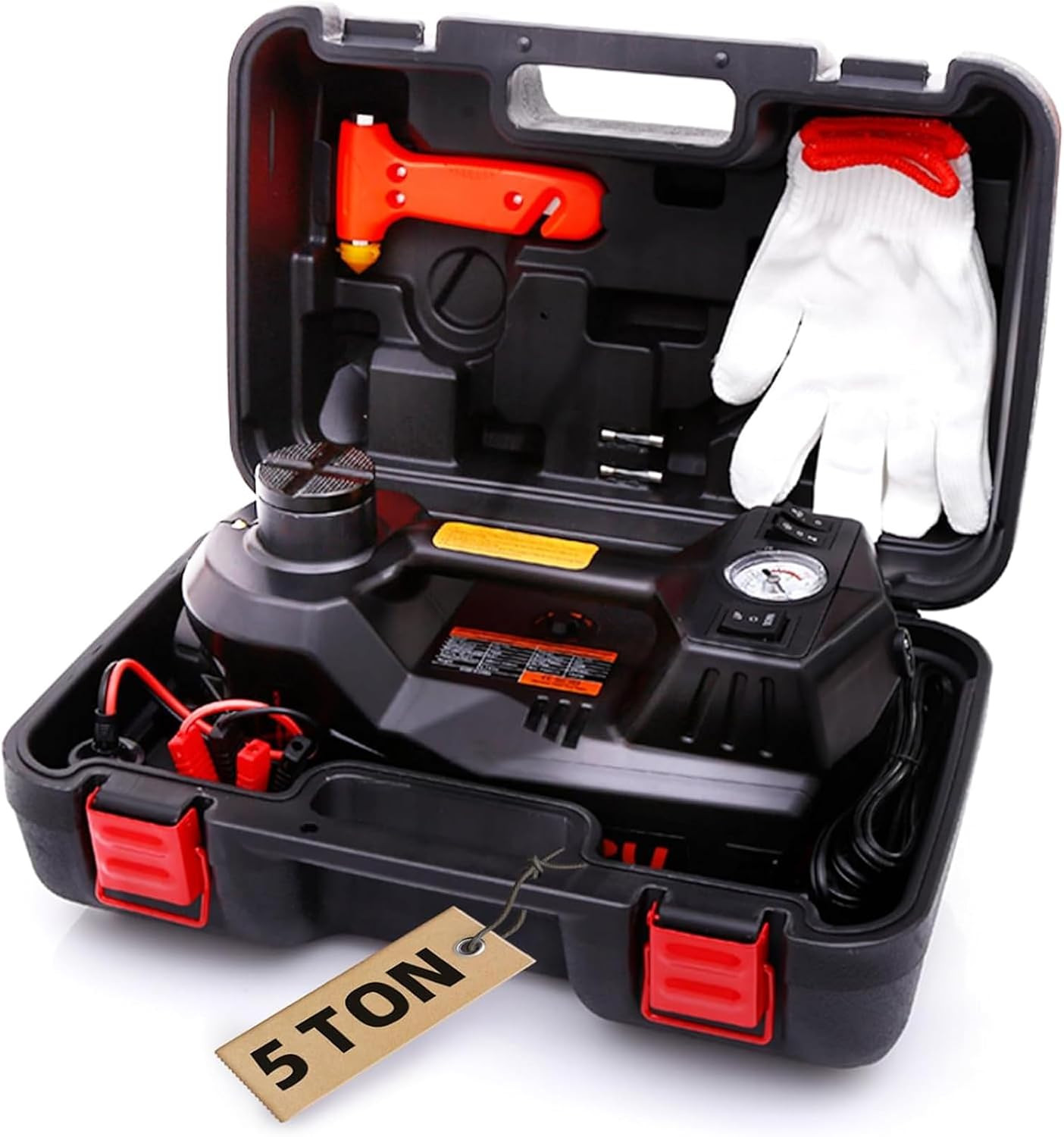 Electric Car Jack 5 Ton 12V Hydraulic Jack, Built-In Inflator