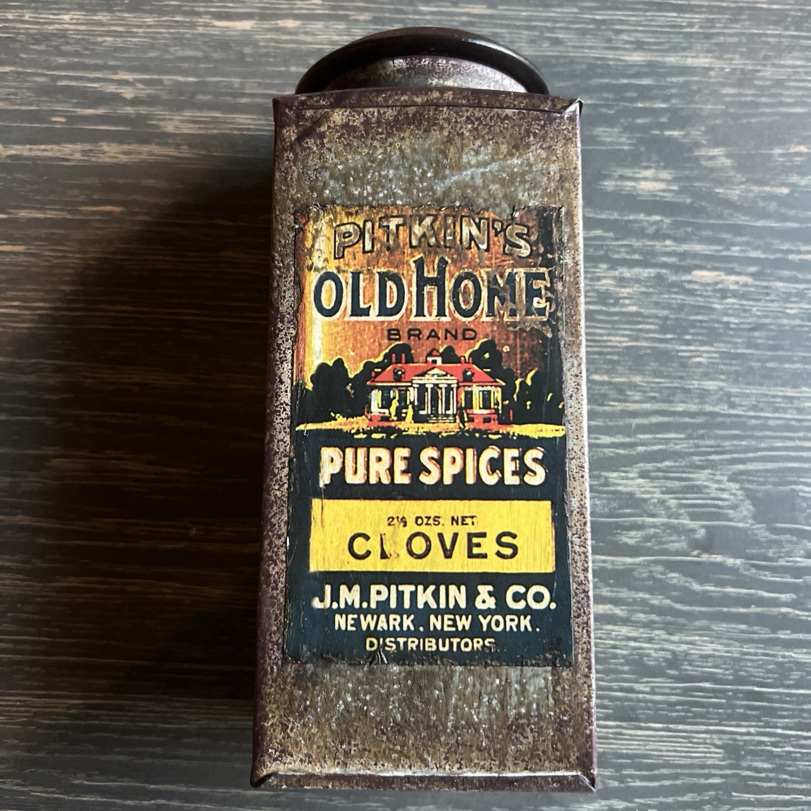 ANTIQUE VINTAGE Pitkin’s Old Home CLOVES Tin BRAND KITCHEN DECOR Printed Logo ANTIQUE VINTAGE Pitkin’s Old Home CLOVES Tin BRAND KITCHEN DECOR Printed Logo