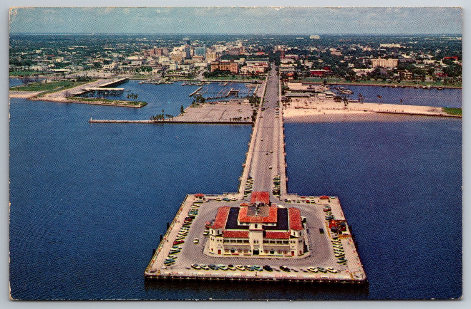FL, St. Pete, Tampa Bay, Municipal Pier, Aerial View, Vintage Postcard FL, St. Pete, Tampa Bay, Municipal Pier, Aerial View, Vintage Postcard