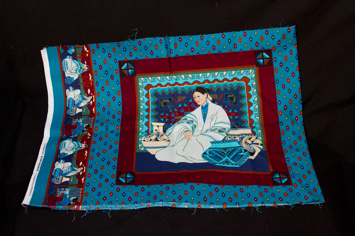 VIP Cranston Joan Messmore Native American Fabric Pillow Panel 44x17 Cotton Vtg