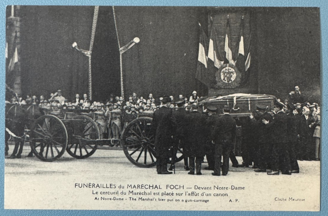 CPA Funeral Maréchal Foch Notre-Dame Coffin Canon Paris 1929