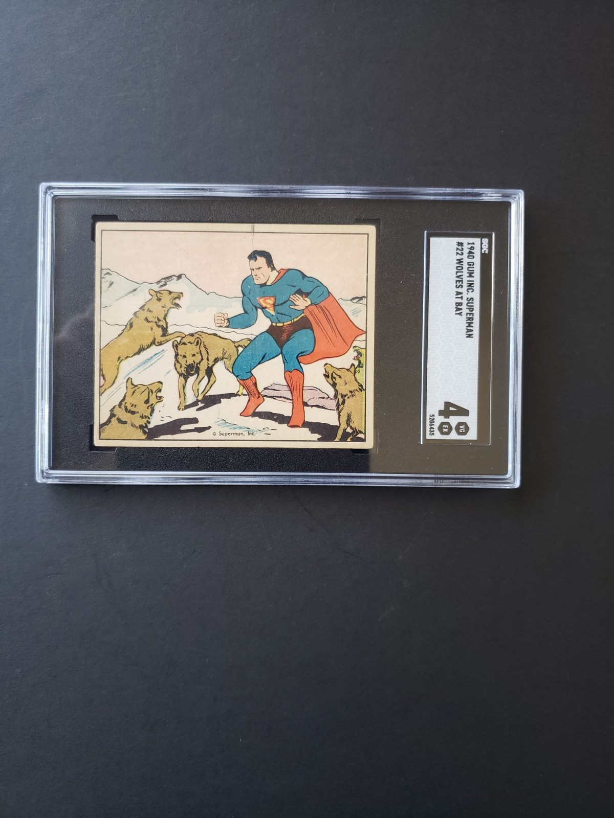 1940 SUPERMAN  GUM INC. Card # 22 Wolves at Bay SGC 4 VG/EX RARE AND NICE