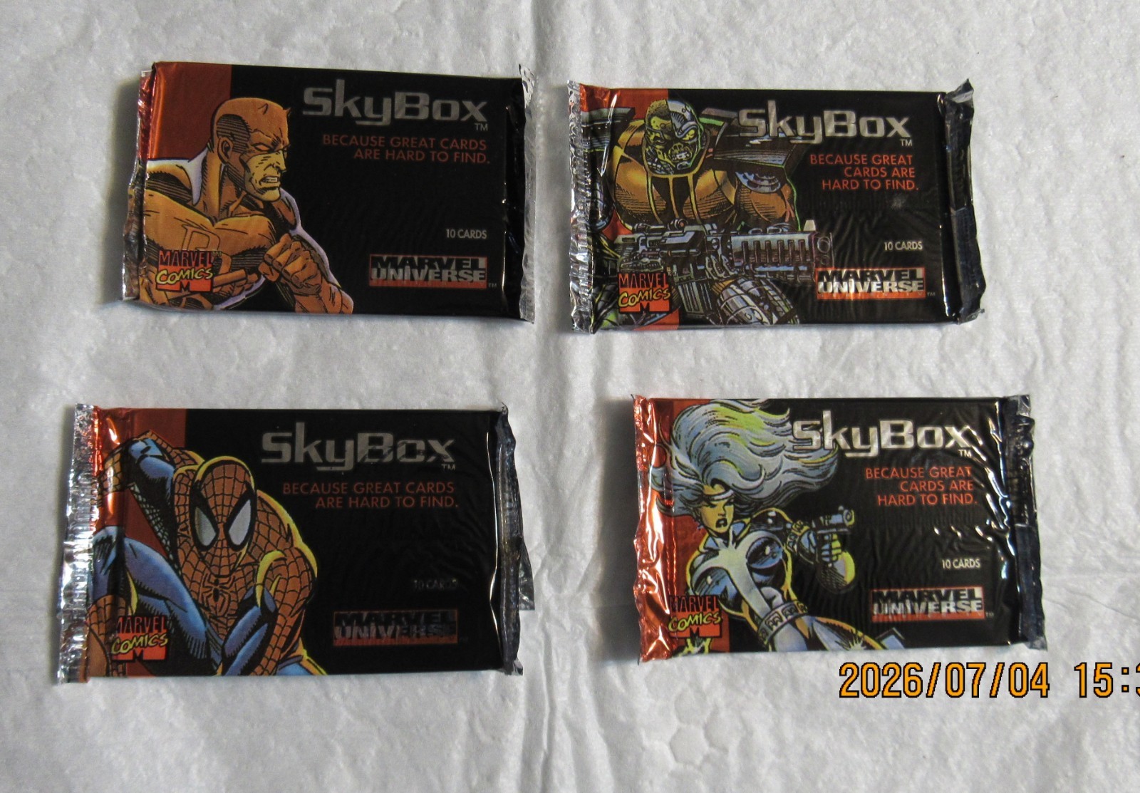 lot of 4 vintage sealed packs 1993 SkyBox Marvel Universe Series IV Trading Card