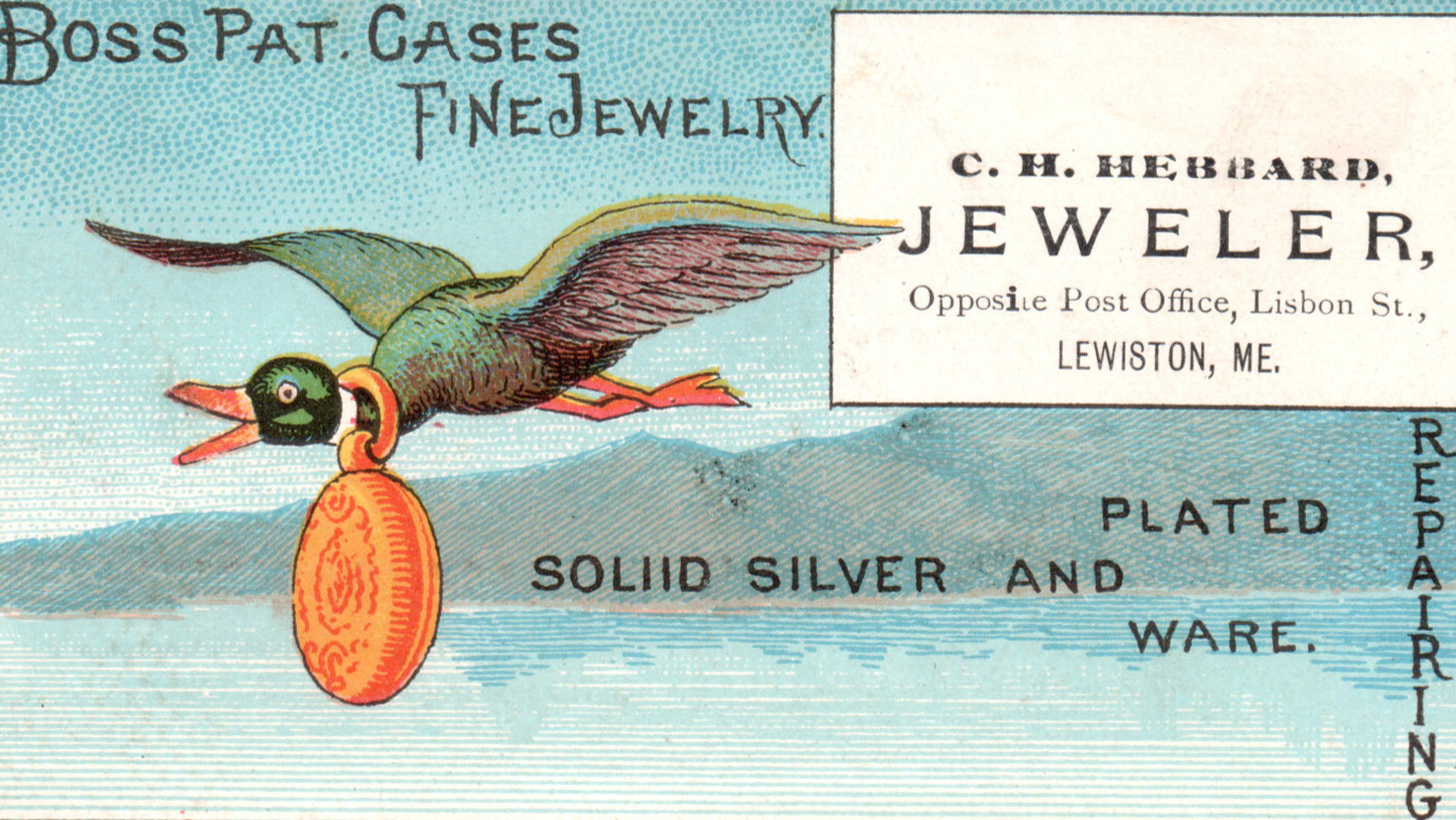 Duck With Watch Case Boss Jeweler Victorian Trade Card