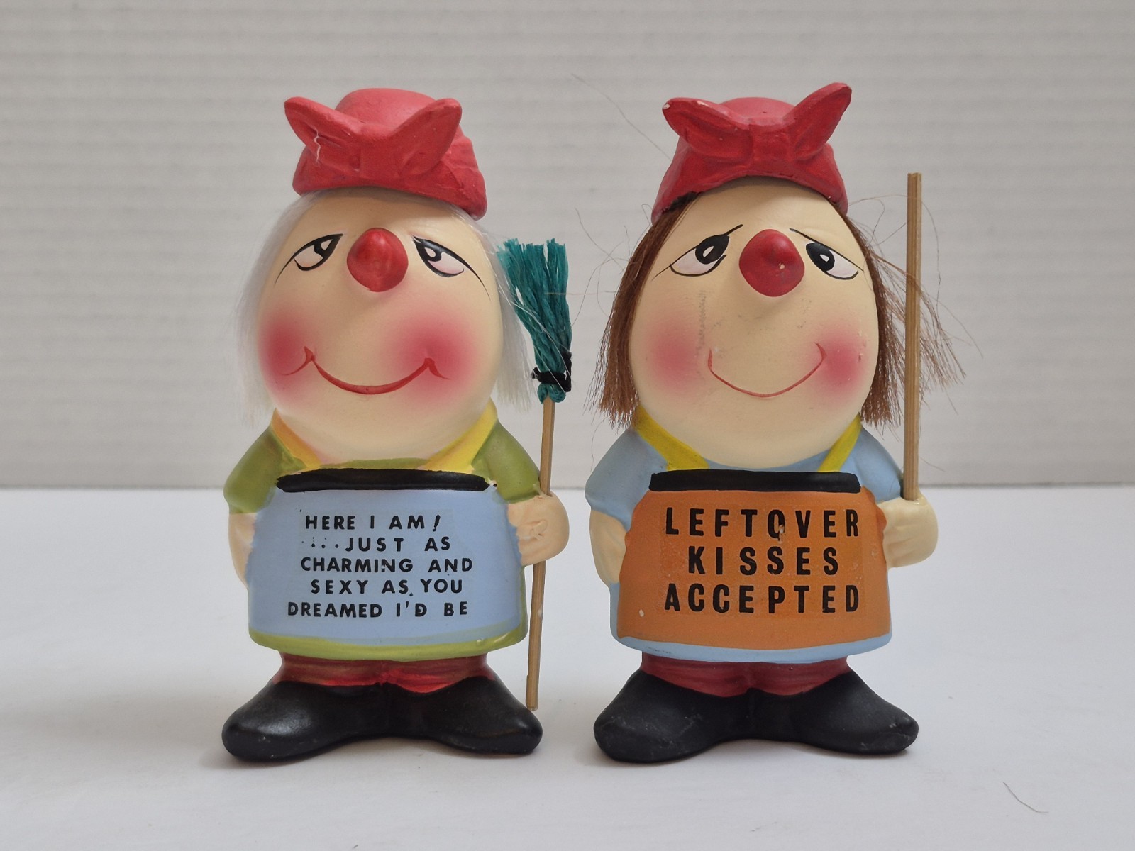 1960s Enesco Capricious Character Figure Lot 2 VTG Kisses Charming Japan Kitsch