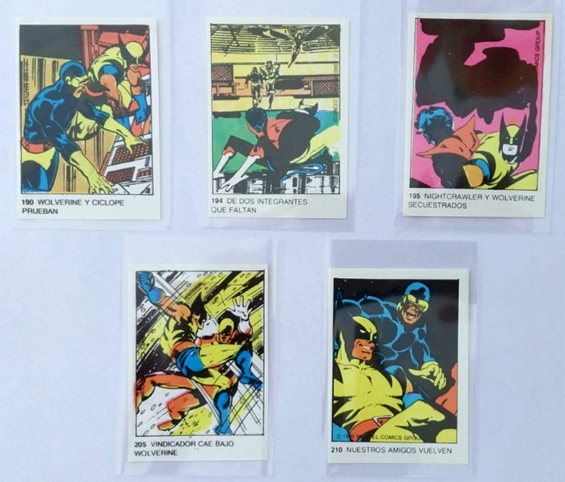 1980 Marvel Terrabusi Wolverine X-Men Set 5 Ultra Figus Argentina Blank Backs
