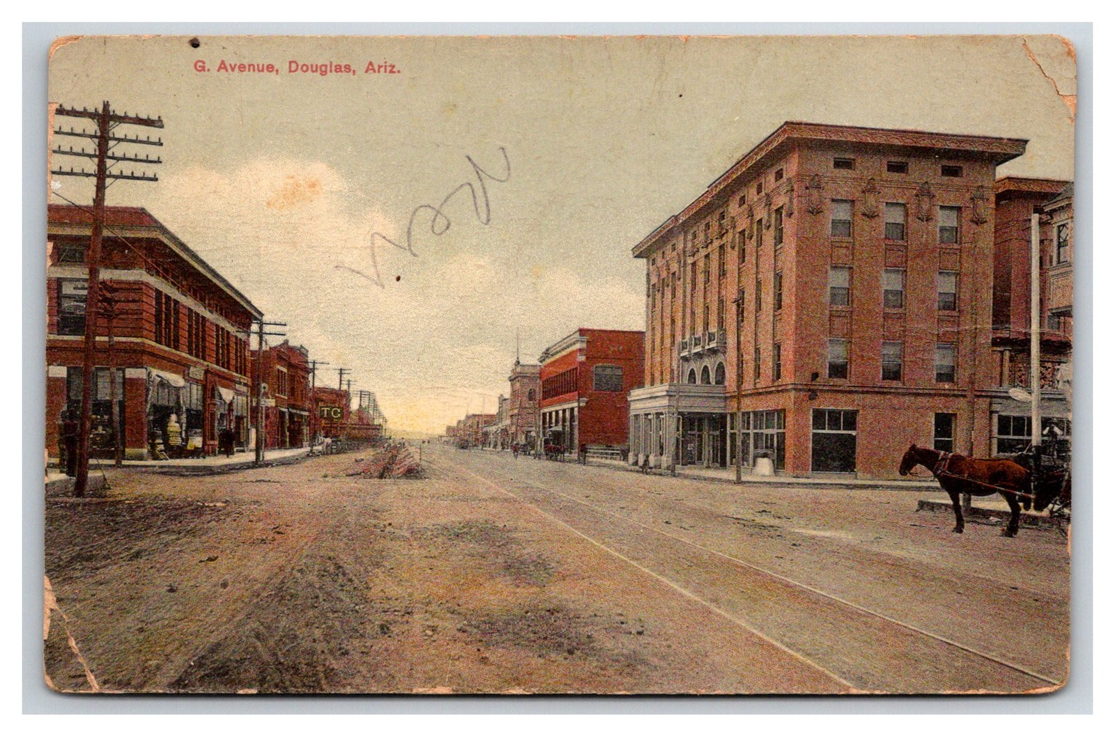 Douglas AZ G Ave. early view street scene, shop fronts ARIZONA