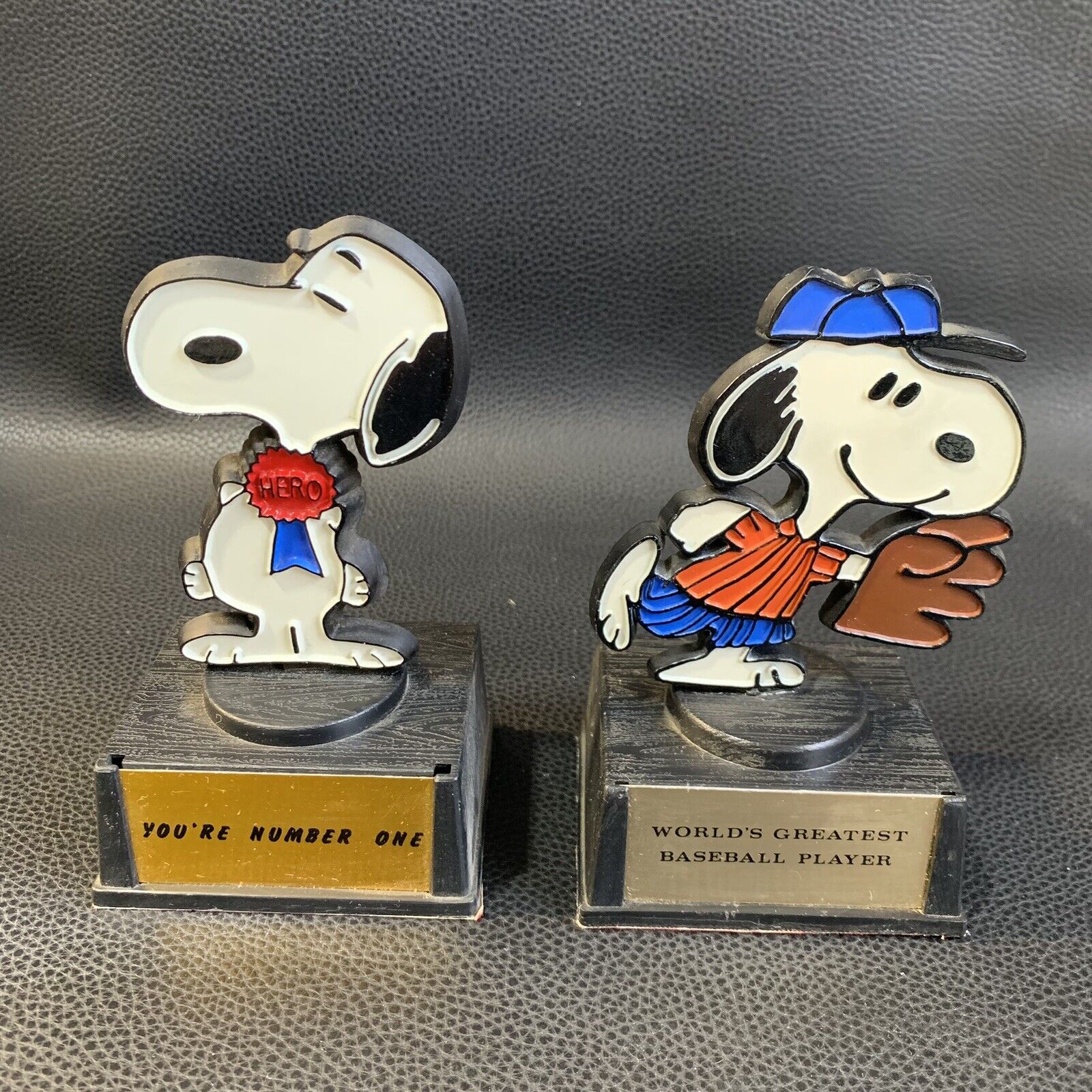 Vintage Aviva PEANUTS SNOOPY Trophy 1970, 1972 Greatest Baseball, You’re #1