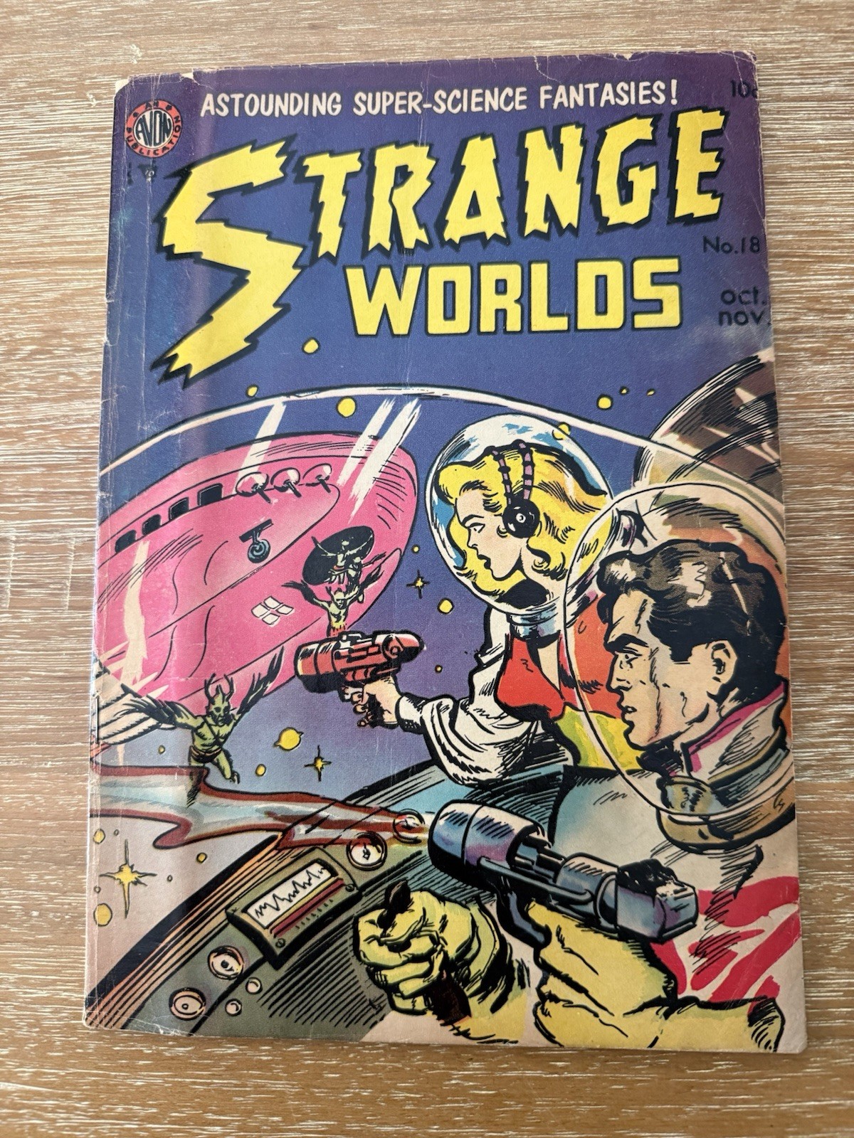 STRANGE WORLDS #18 Avon 1954 Great Cover