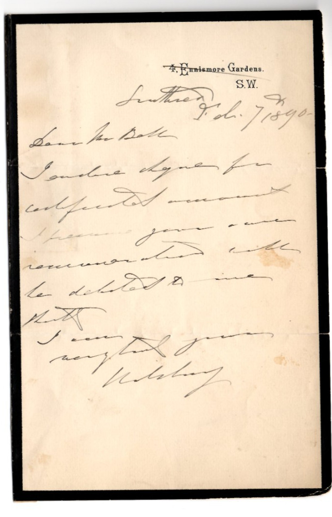 Hardinge Giffard, 1st Earl of Halsbury Signed Letter 1890 Autographed Chancellor