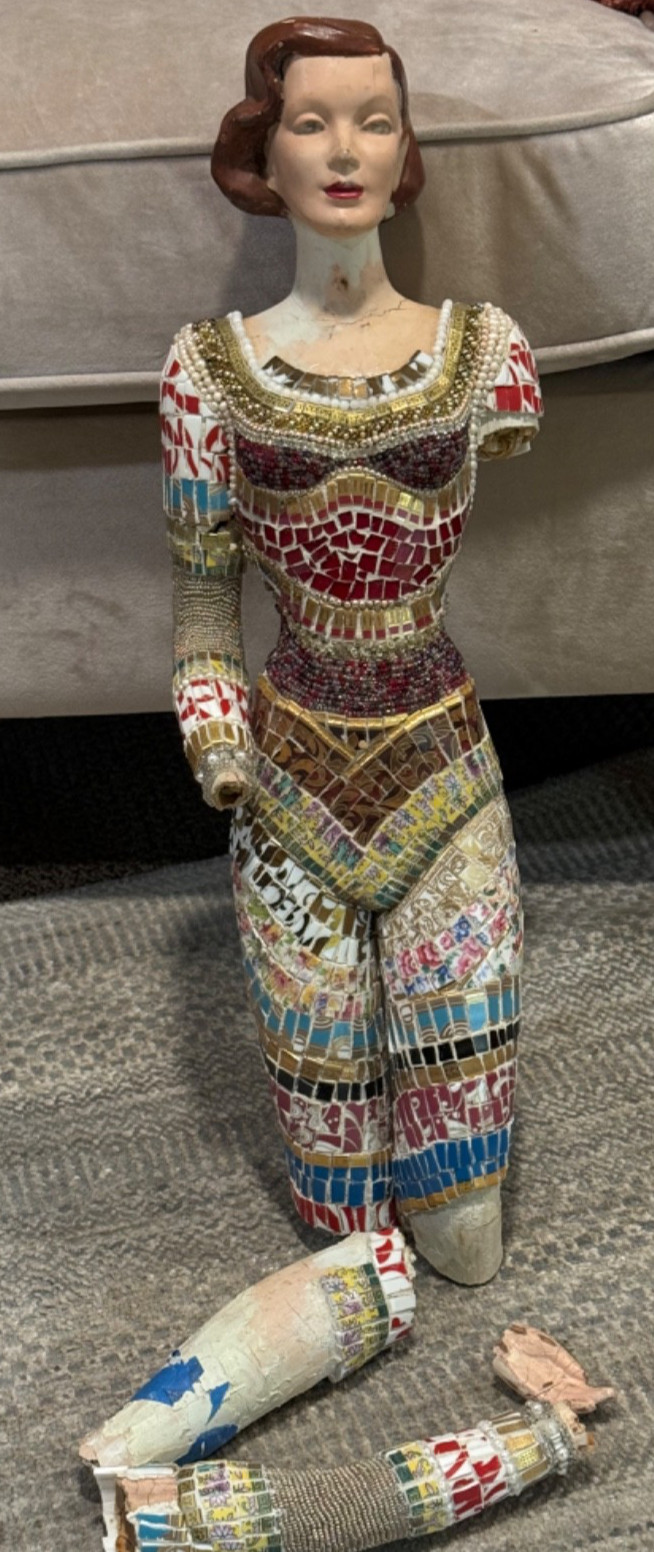 Vintage 1940's-50's Plaster Advertising Mannequin Mosaic Art Project Fabulous Vintage 1940's-50's Plaster Advertising Mannequin Mosaic Art Project Fabulous