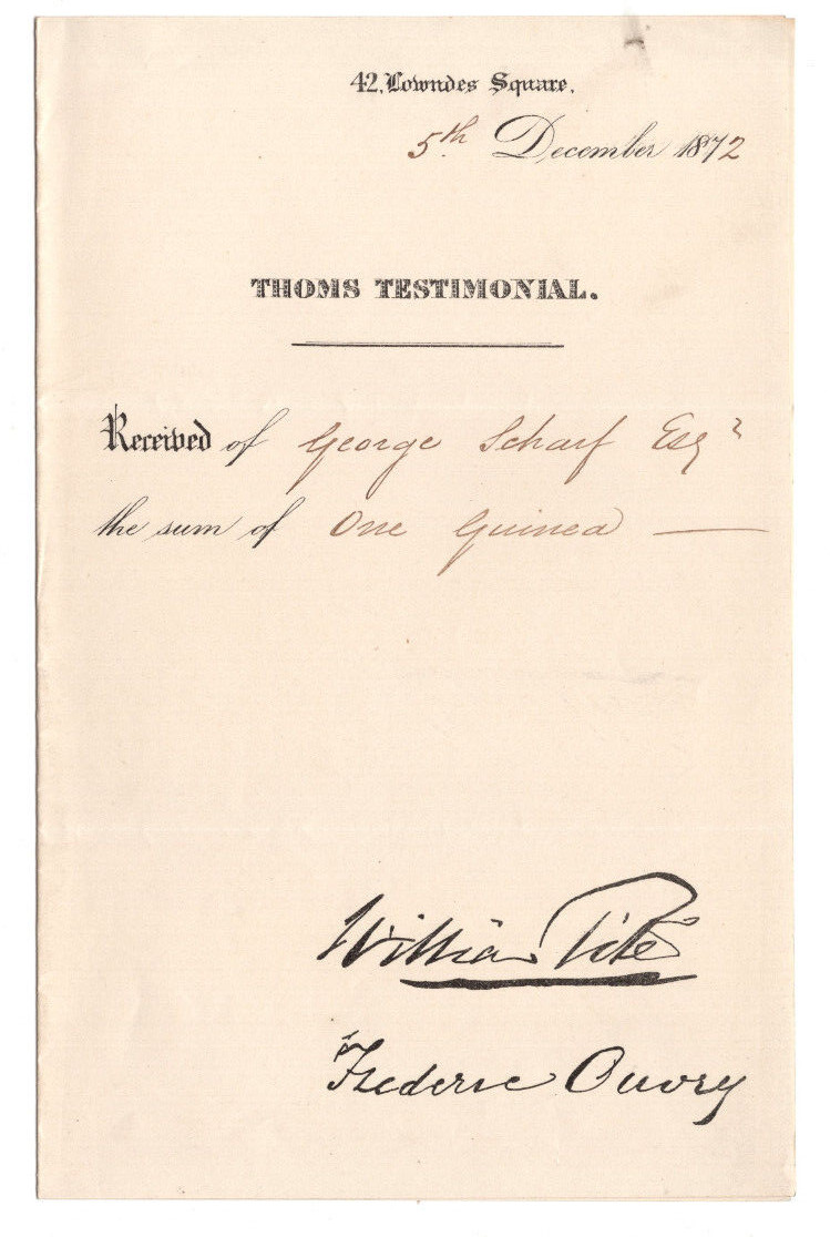 Frederic Ouvry & William Tite Signed Document 1782 / Autographed / William Thoms