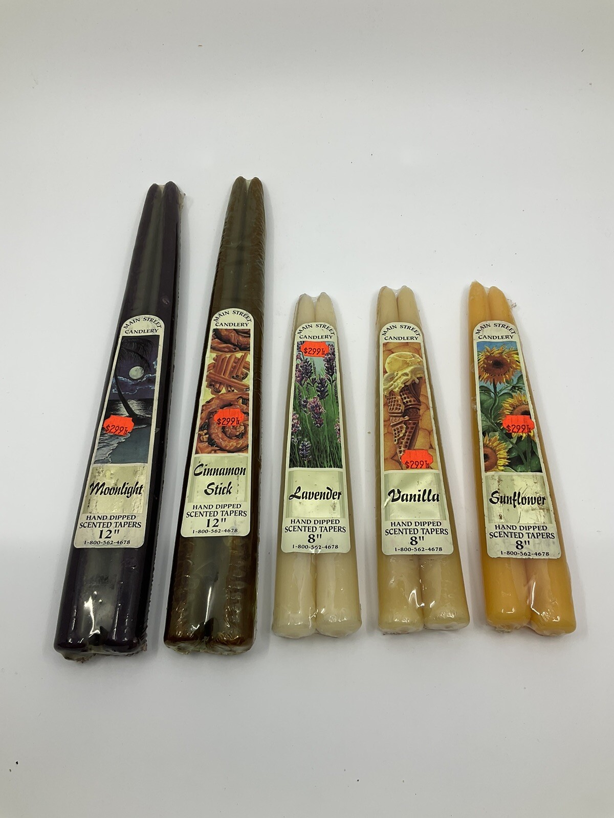Vintage Main Street Candlery Springfield Mass candlestick lot Hand Dipped 5 Lo￼t
