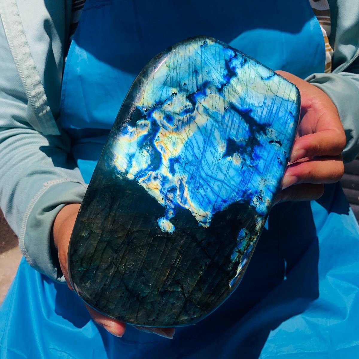 5LB Natural Labradorite Blue Quartz Crystal Polished Healing Sample 6429